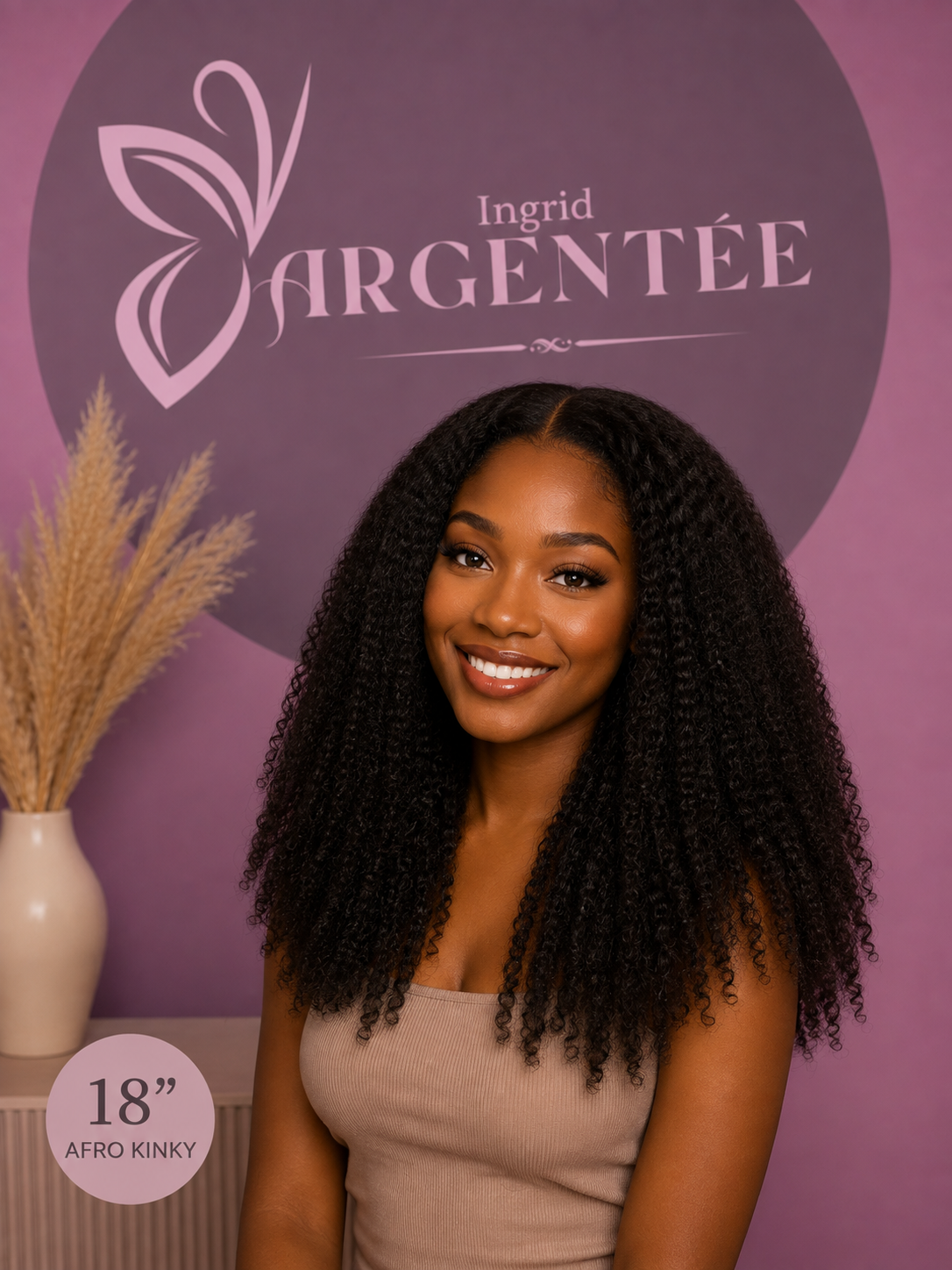 HD Lace Wig 13x6 Kinky 18 pouces - Ingrid Argentée
