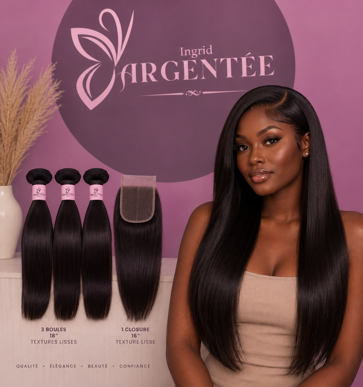 Pack 3 Boules + 1 Closure Texture Lisse – Ingrid Argentée