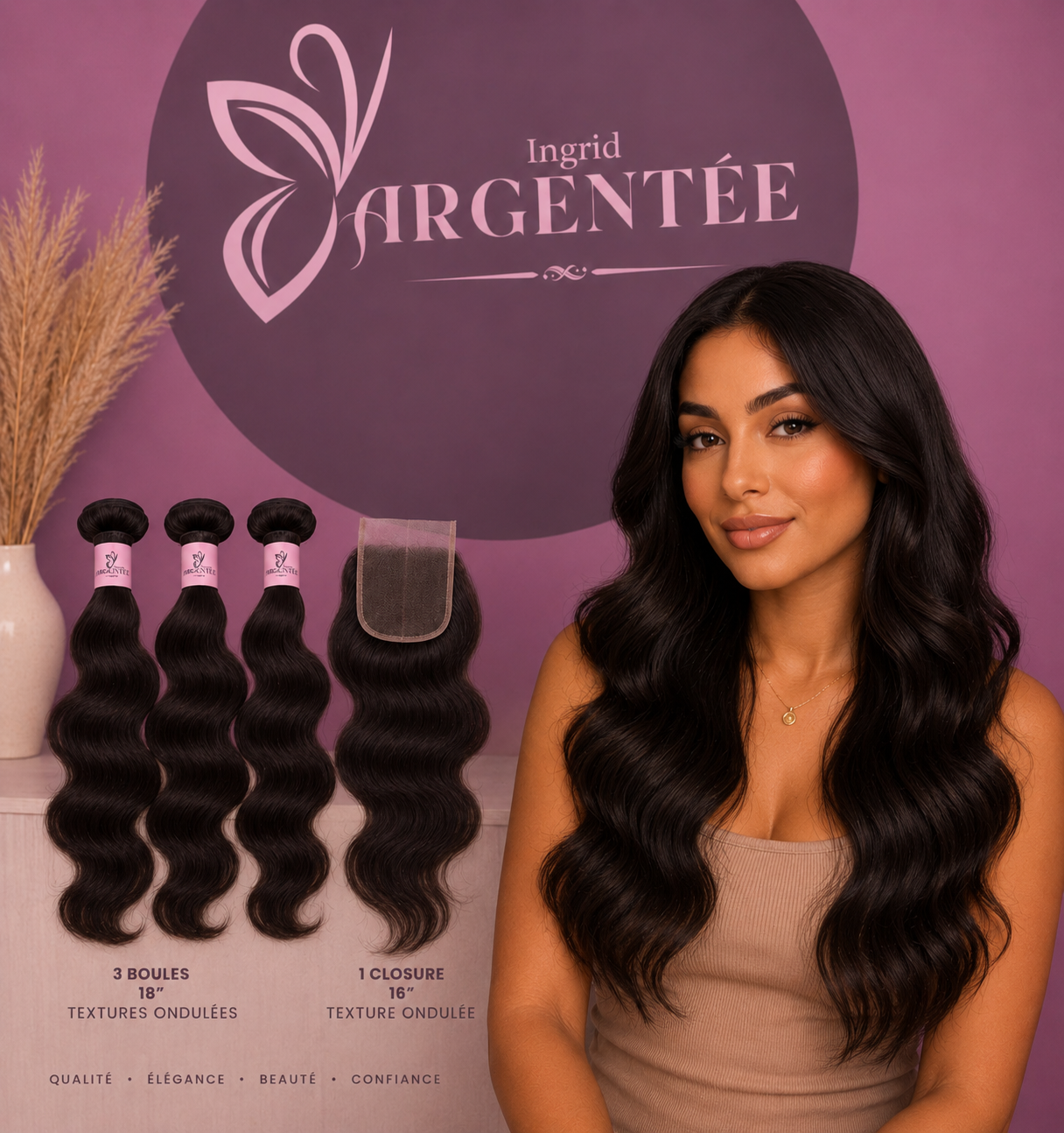 Pack 3 Boules + 1 Closure Texture Ondulée – Ingrid Argentée