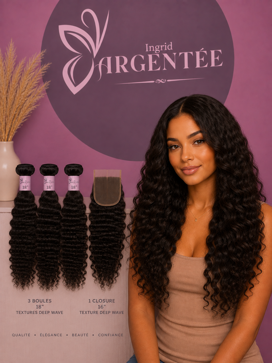 Pack 3 Boules + 1 Closure Texture Deep Wave – Ingrid Argentée